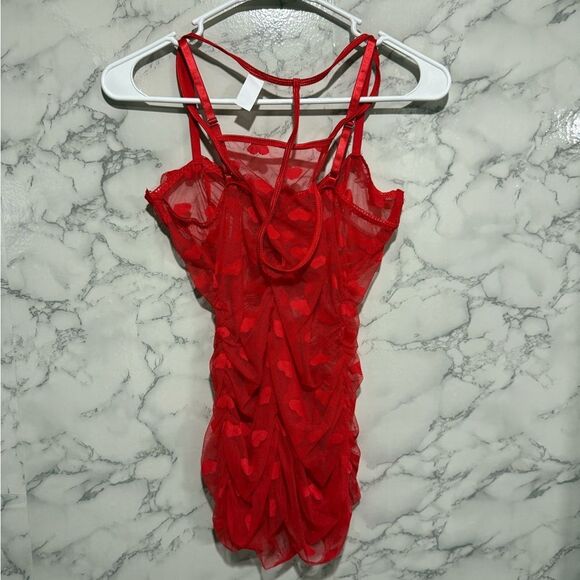Red Lace Women Intimates Sexy Set Lingerie - Picture 5 of 5